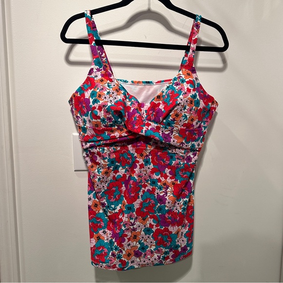 Raisins Floral Swim Tankini Top with underwire - Pink, Orange and Blue - Picture 1 of 10